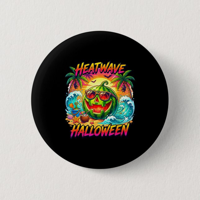 Heatwave halloween melon jack o lantern  button (Front)