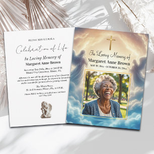 Heaven and Angels Celebration Of Life Photo Invitation
