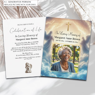 Heaven and Angels Celebration Of Life Photo Invitation