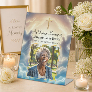 Heaven and Angels Celebration Of Life Photo Pedestal Sign
