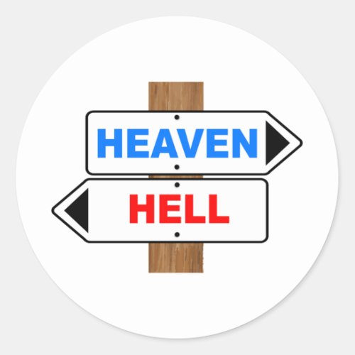 Heaven And Hell Direction Sign Classic Round Sticker