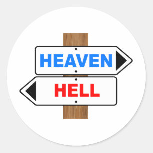 Heaven And Hell Direction Sign Classic Round Sticker