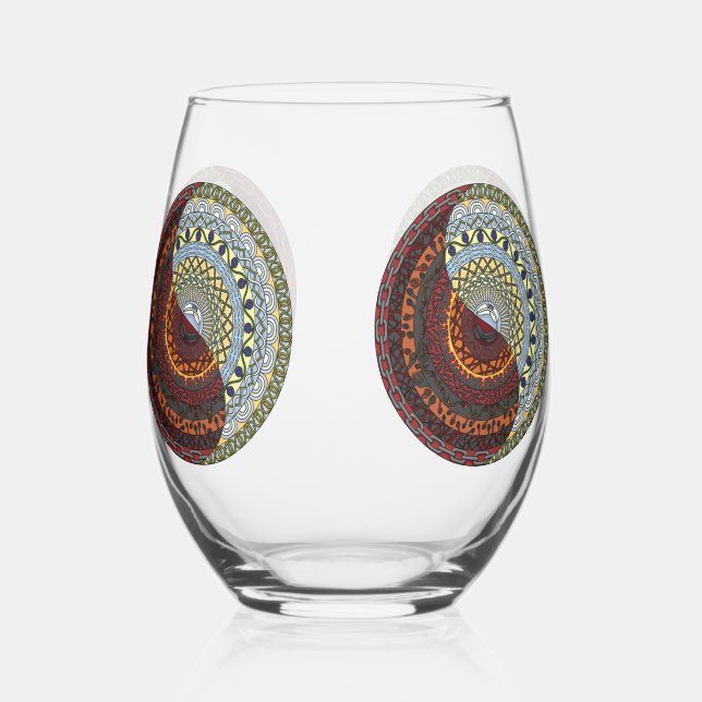 Heaven and Hell Mandala Stemless Wine Glass (Front)