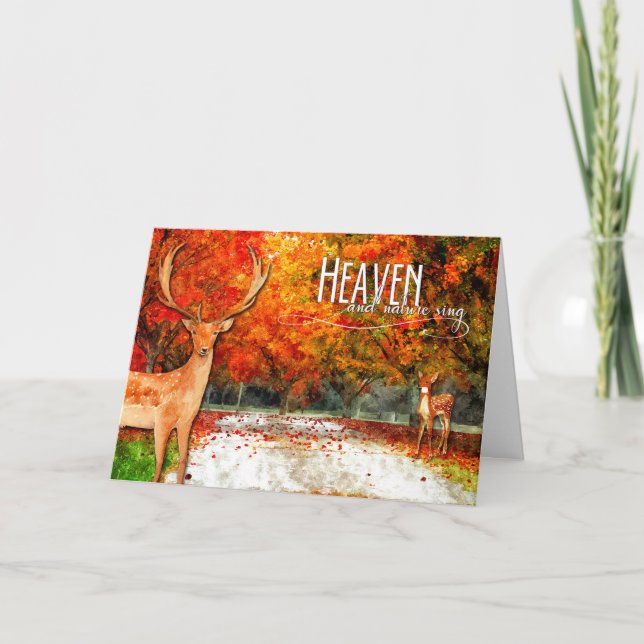 Heaven and Nature Sing Autumn Forest Thanksgiving Holiday Card (Front)