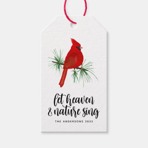 Heaven and Nature Sing Cardinal Christmas Gift Tags
