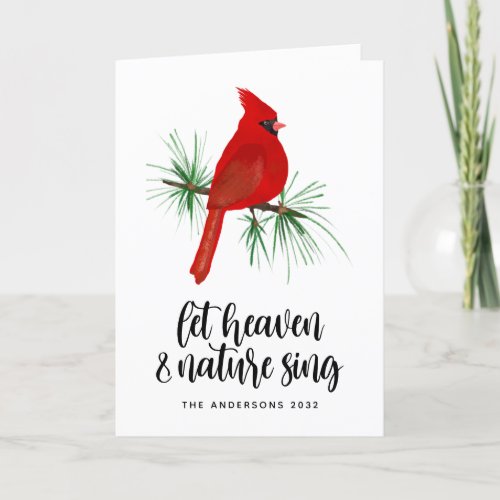 Heaven and Nature Sing Cardinal Christmas Holiday Card