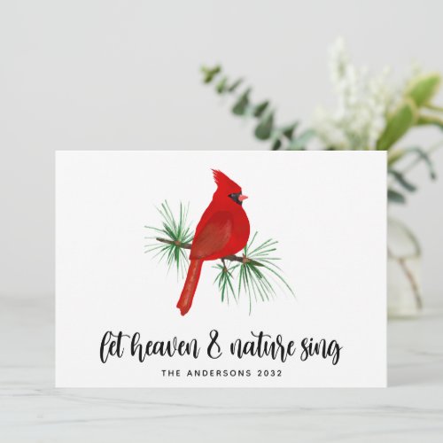 Heaven and Nature Sing Red Cardinal Christmas Holiday Card