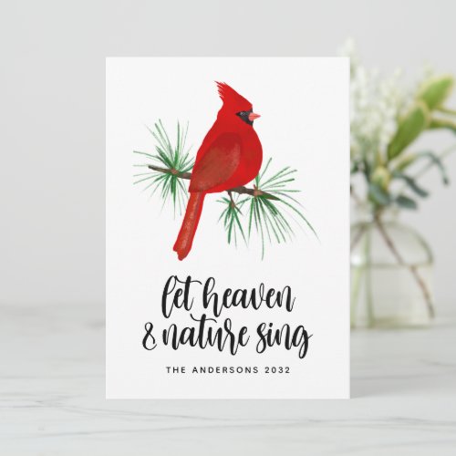 Heaven and Nature Sing Red Cardinal Christmas Holiday Card