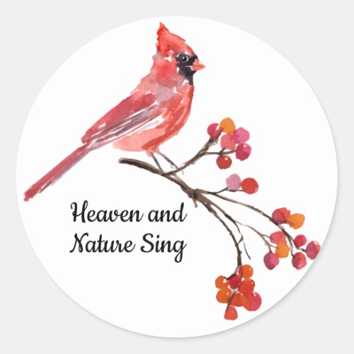 Heaven and Nature Sing Red Cardinal Holiday Classic Round Sticker