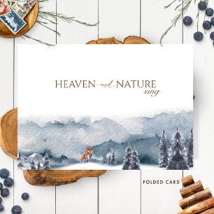 Heaven and Nature Sing, Watercolor Forest and Fox Holiday Card