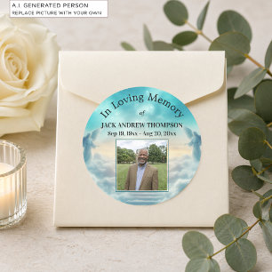 Heaven Angels Celebration Of Life Photo Classic Round Sticker