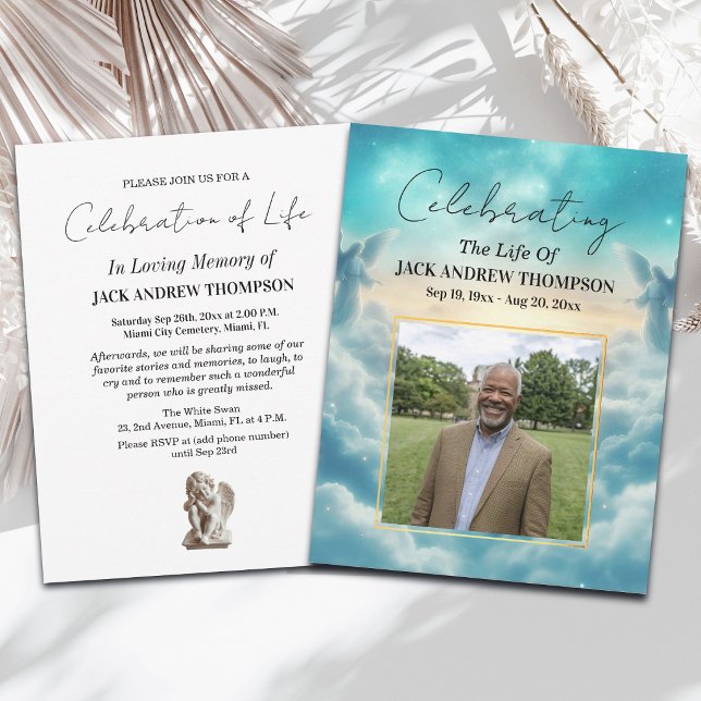 Heaven Angels Celebration Of Life Photo  Invitation (Creator Uploaded)