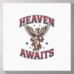 Heaven Awaits Gothic Angel Vintage Engraving Shirt Canvas Photo Tile