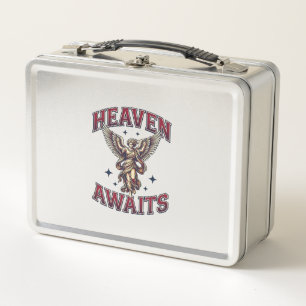 Heaven Awaits Gothic Angel Vintage Engraving Shirt Metal Lunch Box