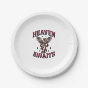 Heaven Awaits Gothic Angel Vintage Engraving Shirt Paper Plates
