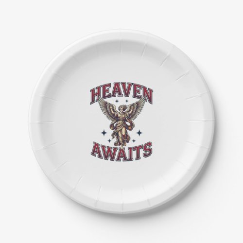 Heaven Awaits Gothic Angel Vintage Engraving Shirt Paper Plates