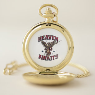 Heaven Awaits Gothic Angel Vintage Engraving Shirt Pocket Watch