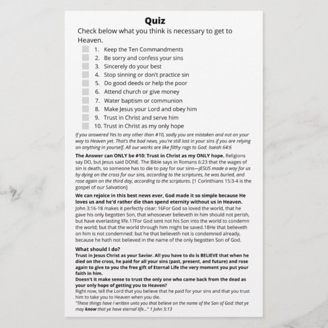 Heaven Bible Quiz Flyer (Back)