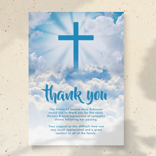 Heaven Cross Funeral Thank You Card