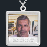 Heaven Father of Bride Photo Wedding Memorial Silver Plated Necklace<br><div class="desc">Wear this beautiful Father of the Bride photo memorial necklace on your wedding day to feel the love you shared with him and keep him close on your special day. Add your own special text, or, use the wording as shown "I know you would be here today if Heaven wasn't...</div>
