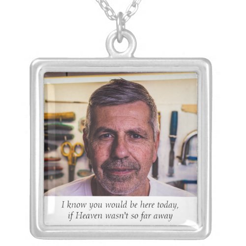 Heaven Father of Bride Photo Wedding Memorial Silver Plated Necklace