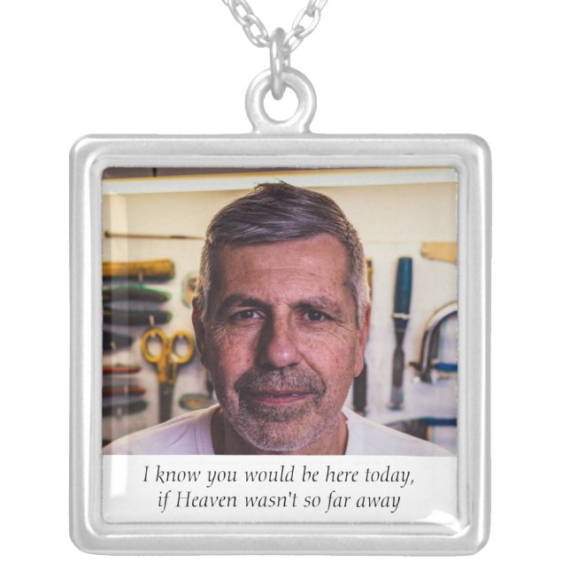 Heaven Father of Bride Photo Wedding Memorial Silver Plated Necklace (Front)