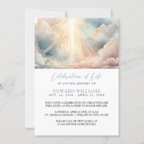 Heaven Funeral Celebration of Life Photo Invitation
