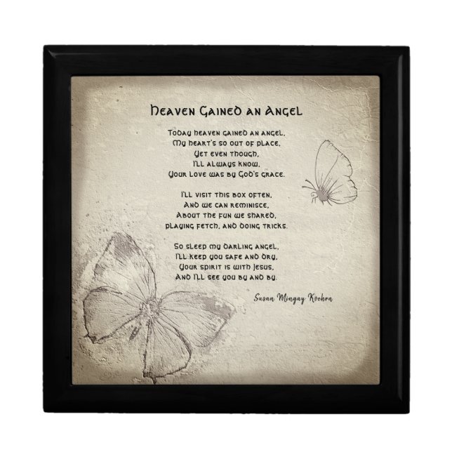 Heaven Gained An Angel Poem Pet Memorial Box (Front)