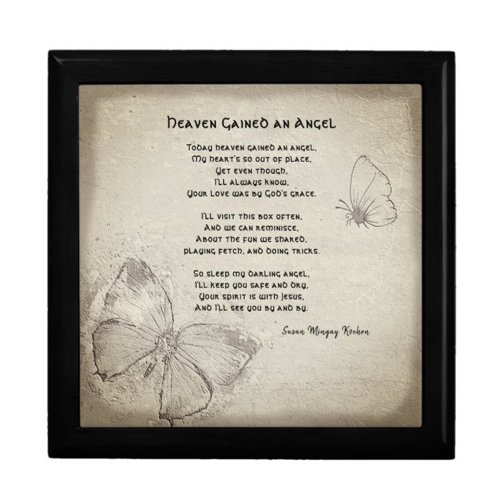 Heaven Gained An Angel Poem Pet Memorial Box | Zazzle.com