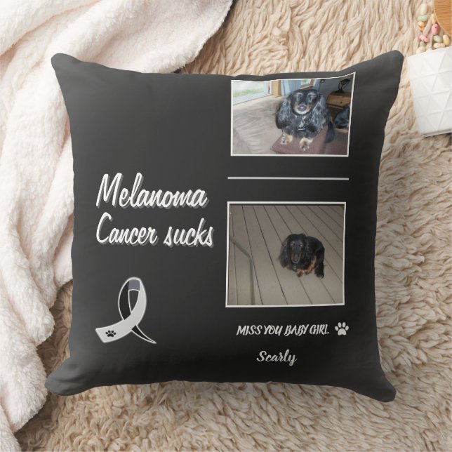 Heaven-Held Melanoma Pet Tribute Layout Throw Pillow (Blanket)