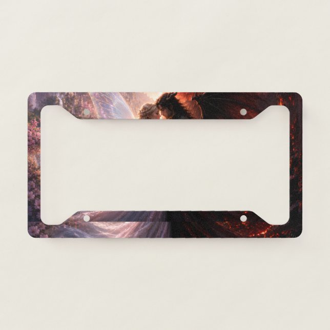 heaven hell love license plate frame (Front)