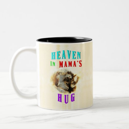 Heaven In Mamas Hug orangutans Happy Mothers Day Two_Tone Coffee Mug