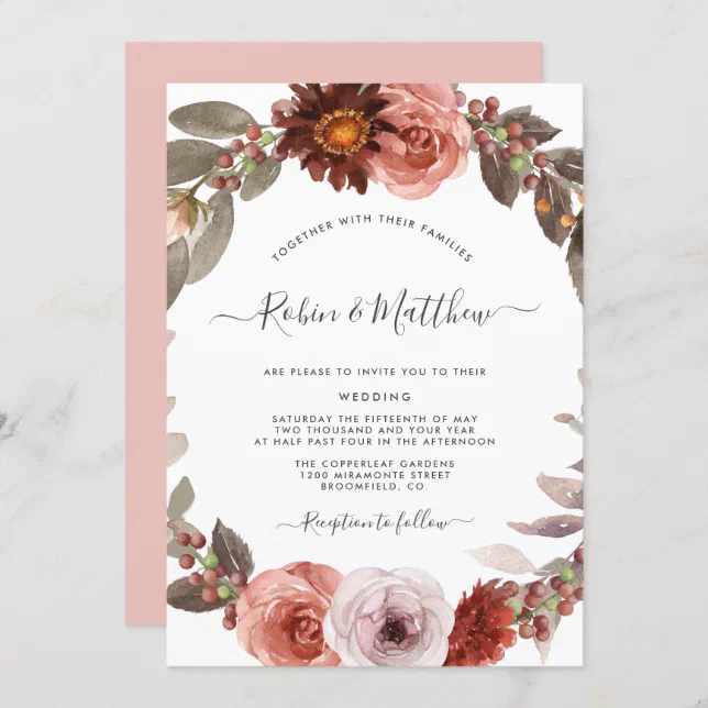 Heaven in Rose, Burgundy Blush Floral Wedding Invitation | Zazzle