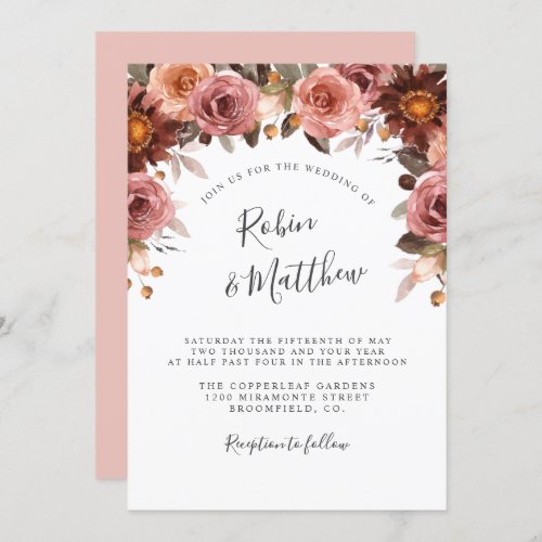 Heaven in Rose Garland Floral Wedding Invitation