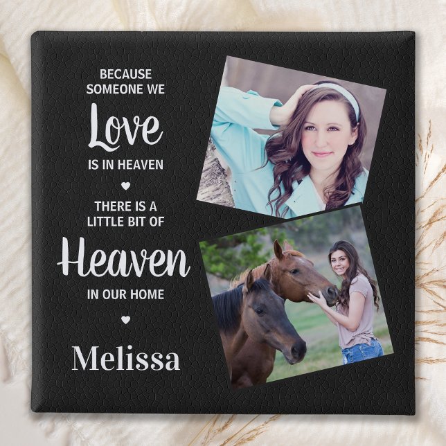 Heaven Memorial Sympathy Faux Leather Family Photo Button (Creator Uploaded)