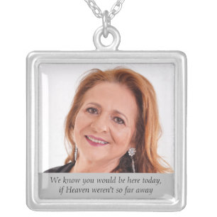 Heaven Mother of Bride Photo Wedding Day Memorial Silver Plated Necklace