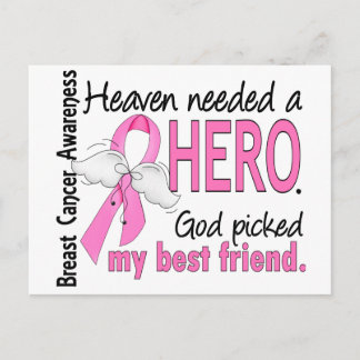 Heaven Needed A Hero Best Friend Breast Cancer Postcard