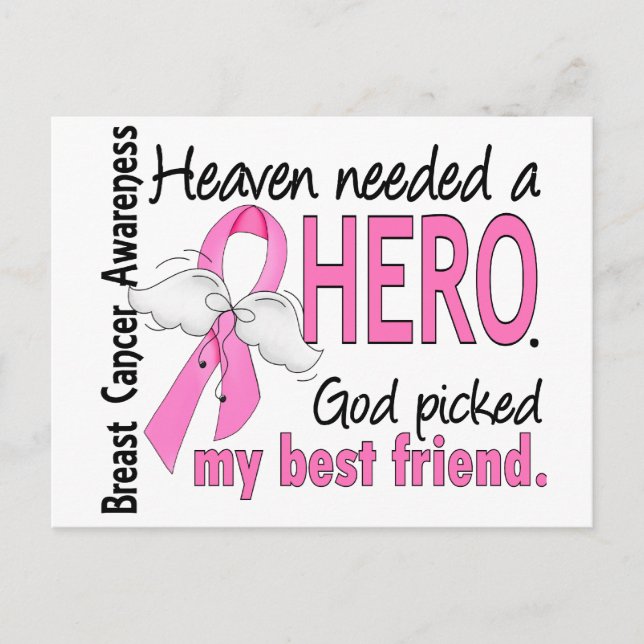 Heaven Needed A Hero Best Friend Breast Cancer Postcard (Front)