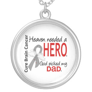 Heaven Needed a Hero Brain Cancer Dad Silver Plated Necklace