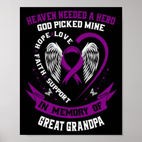 Heaven Needed a Hero God Great Grandpa Pancreatic  Poster