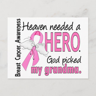 Heaven Needed A Hero Grandma Breast Cancer Postcard