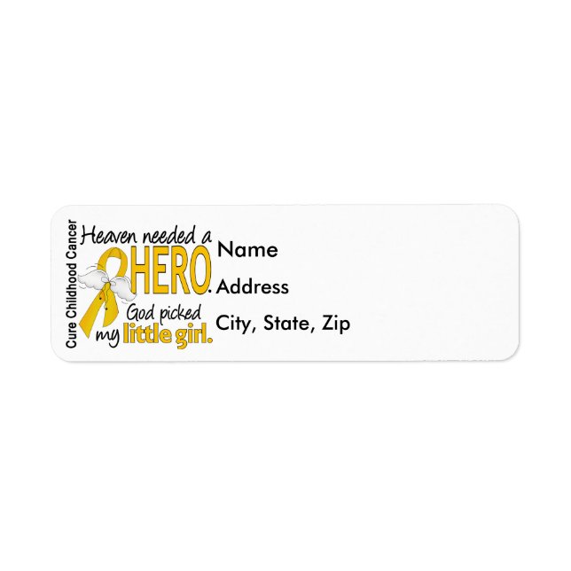 Heaven Needed Hero Little Girl Childhood Cancer Label (Front)