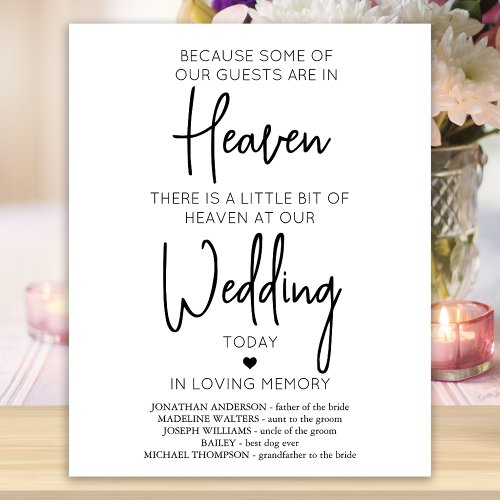 Heaven Poem In Loving Memory Wedding Memorial  Poster