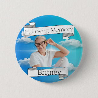 Heaven & Ribbon Memorial RIP Button