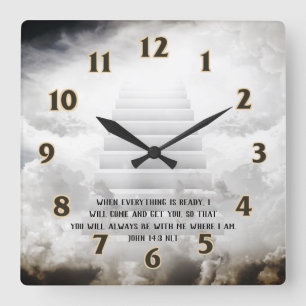 Heaven Scripture Square Wall Clock