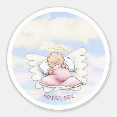 Heaven Sent _ Angel Baby Girl Classic Round Sticker