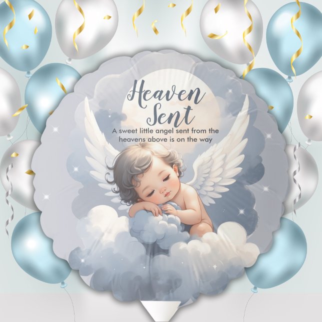 Heaven Sent Angel Baby In Clouds Baby Shower Balloon (Creator Uploaded)