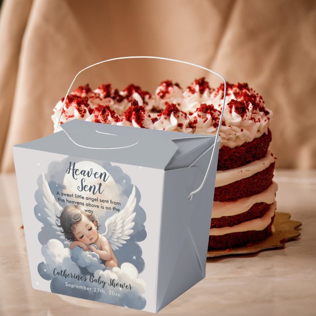 Heaven Sent Angel Baby In Clouds Baby Shower Favor Boxes (Creator Uploaded)