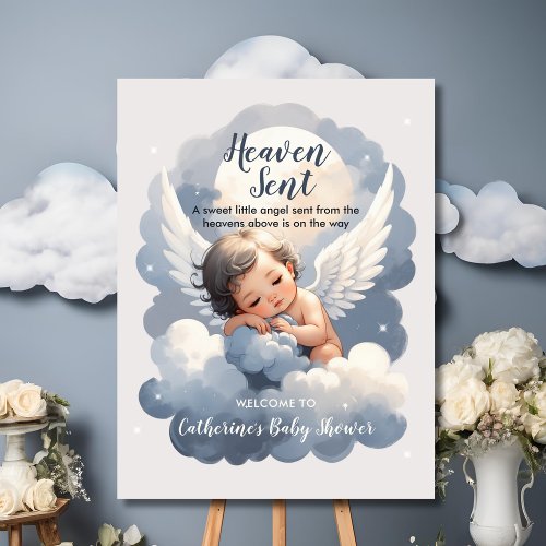 Heaven Sent Angel Baby In Clouds Baby Shower  Foam Board