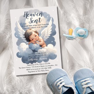Heaven Sent Angel Baby In Clouds Baby Shower